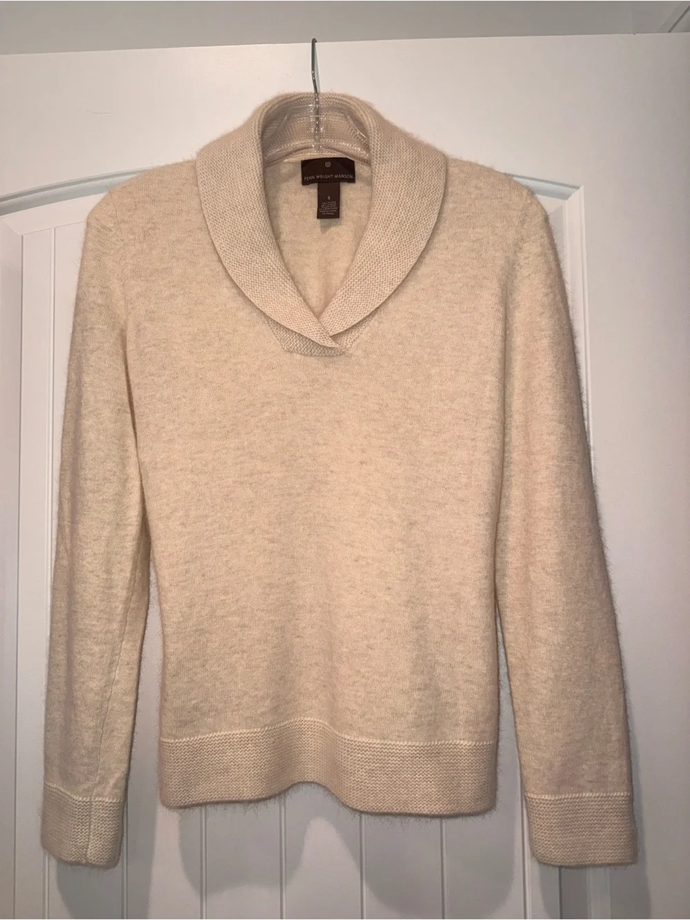 Fenn Wright Manson Cream Shawl-Collar Turtleneck Sweater