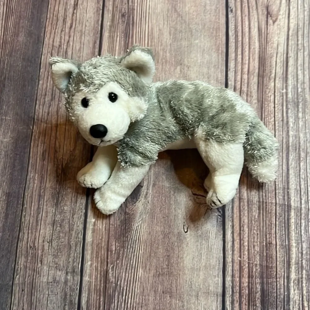 TY Beanie Babies Collection Avalanche Wolf Husky Plush Gray White Stuffed Animal