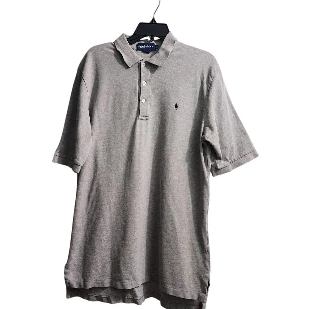 Polo Golf Ralph Lauren Classic Gray Cotton Polo Shirt Short Sleeve Casual Golf L