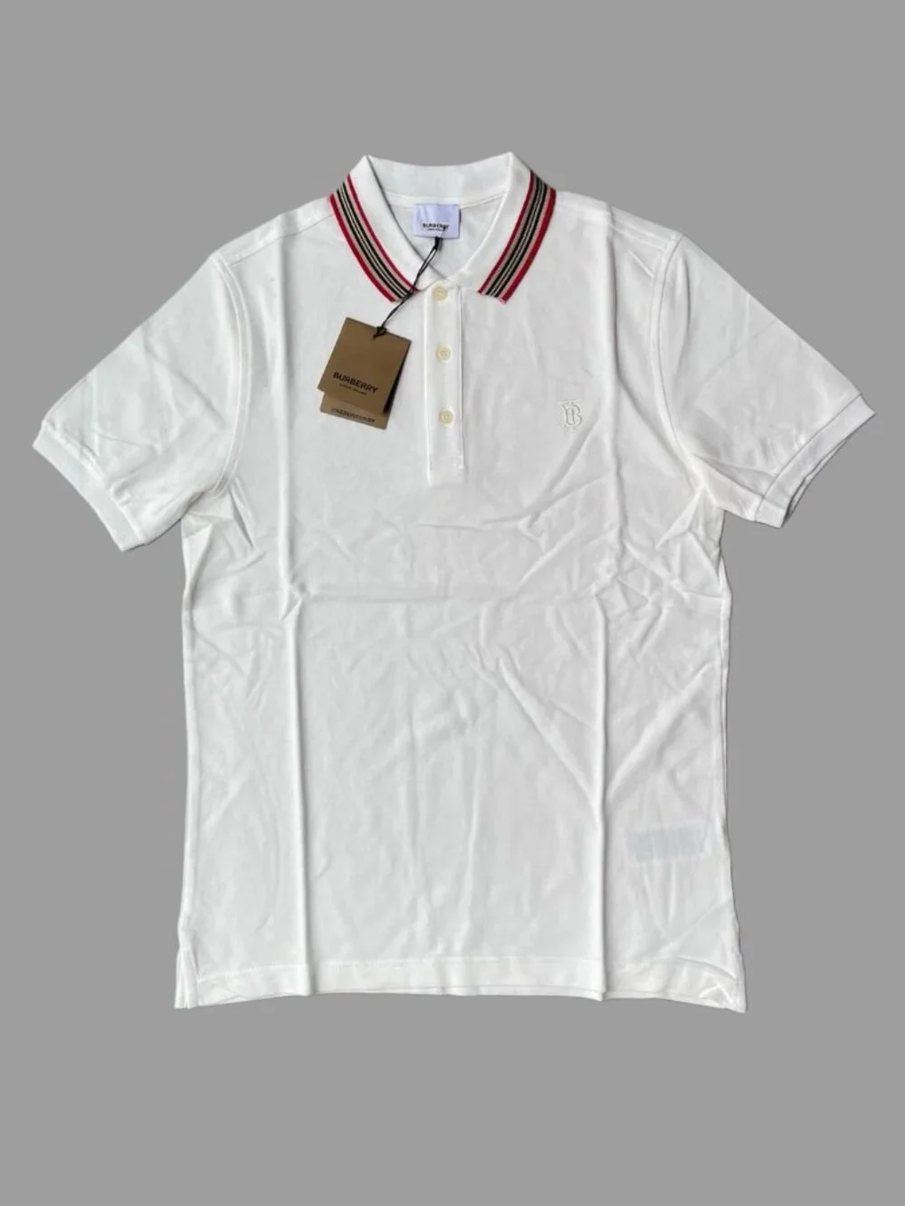 Burberry Men's White Cotton Polo Shirt XXL