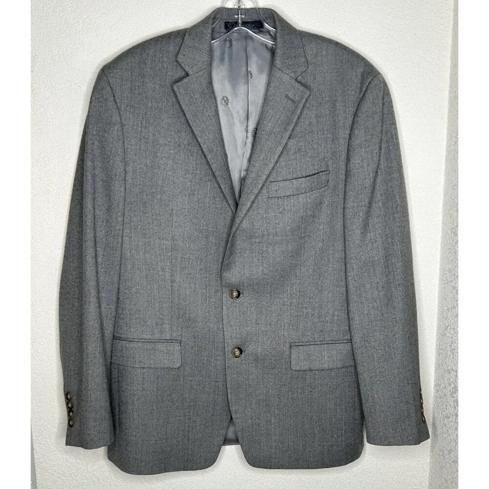 Lauren Ralph Lauren Blazer Mens 40R Gray Wool Blend Two Button Sport Coat