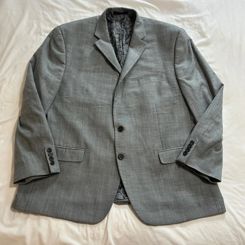 Chaps Mens Gray‎ Two Button Blazer Sport Coat Paisley Lining Size 44R