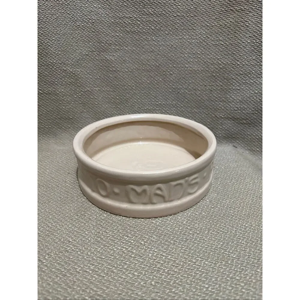 Vintage McCoy Pottery Cream Color Dog Dish Bowl To Man's Best Friend His Dog NEW