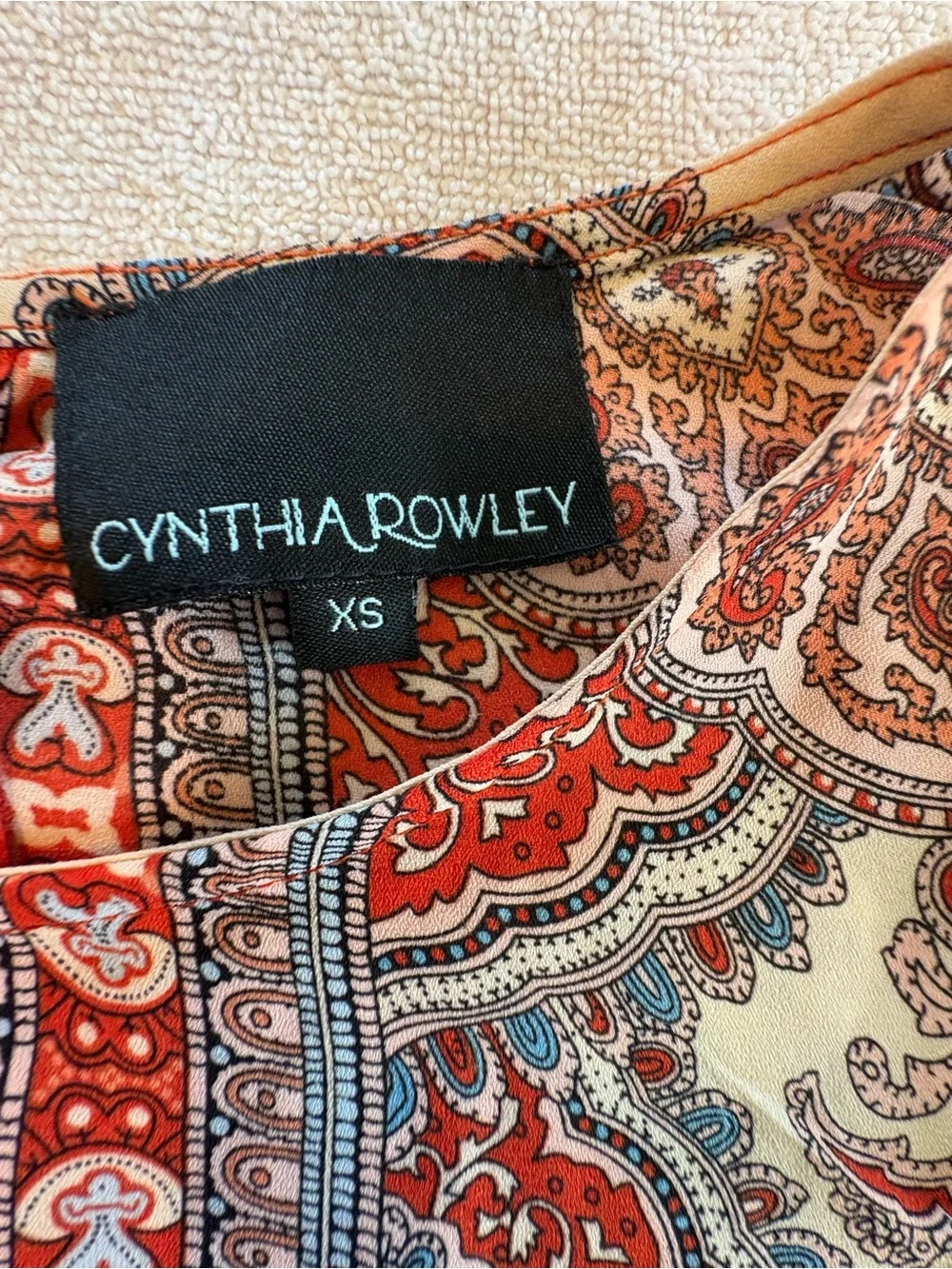 Cynthia Rowley Paisley Sleeveless Button Back Blouse XS