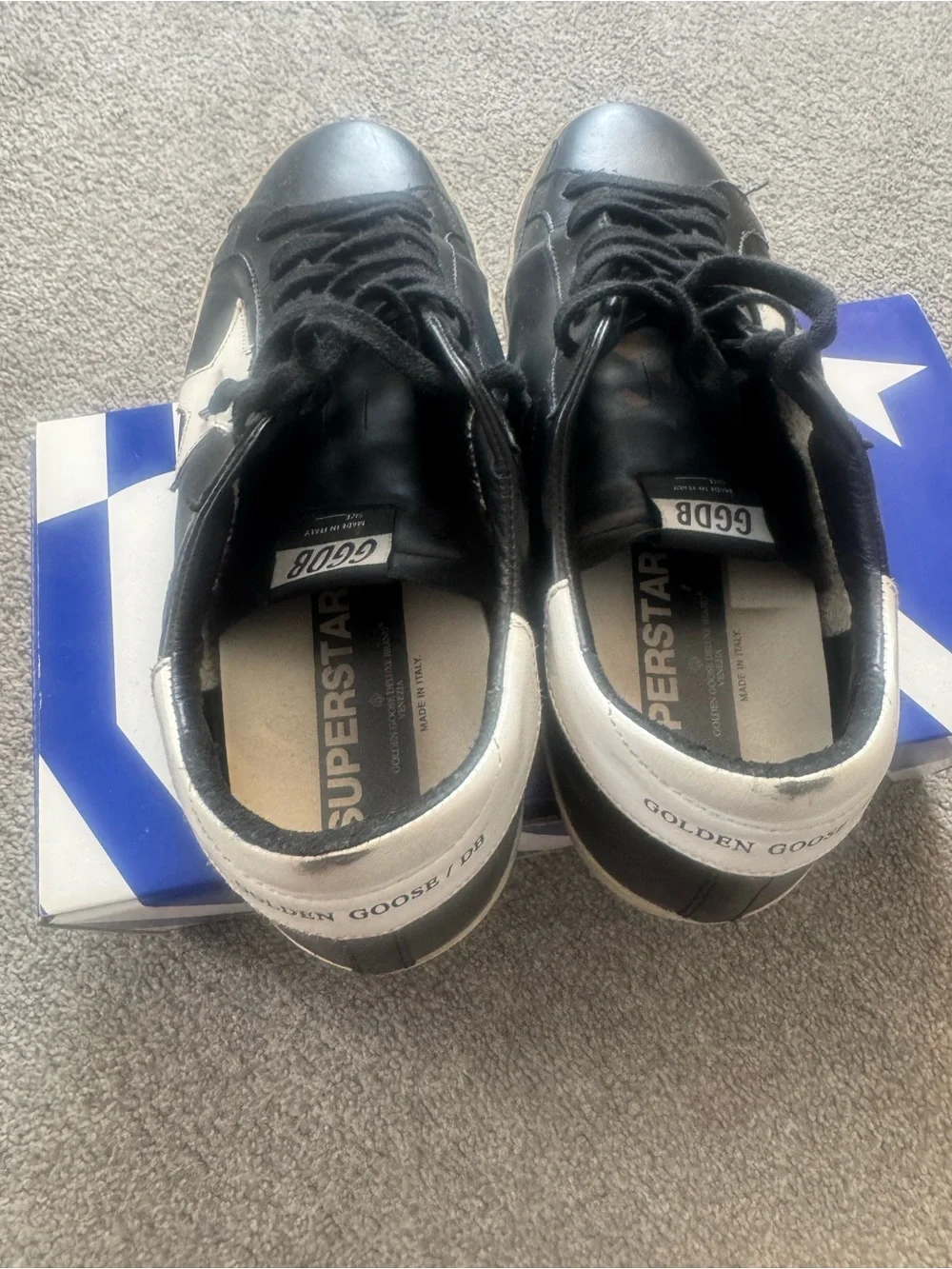 Men's Black Golden Goose Super-Star Sneaker, size 43
