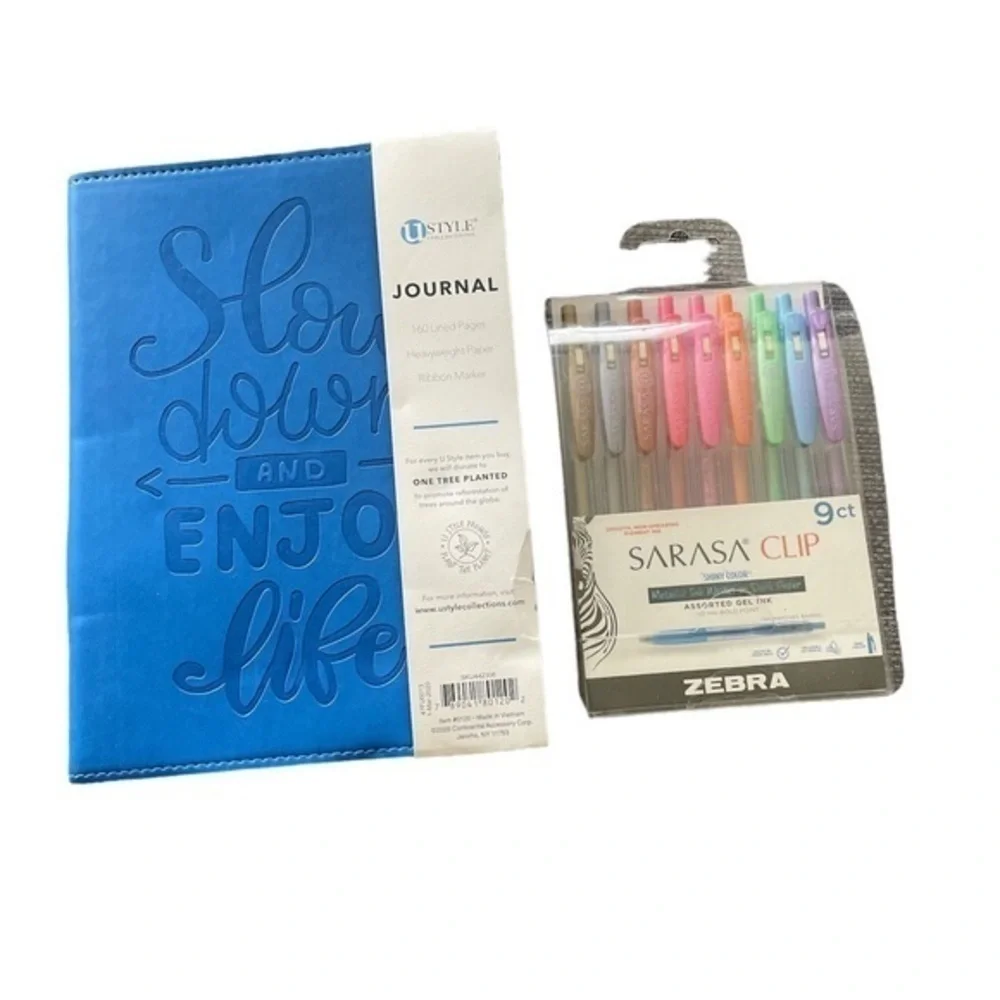 Journal lined paper and metallic gel retractable pin set