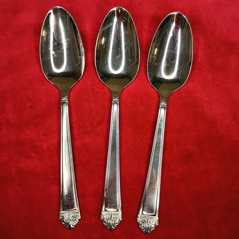 3 Soup Spoon Oneida Eave Glossy Stainless Flatware 7 1/8