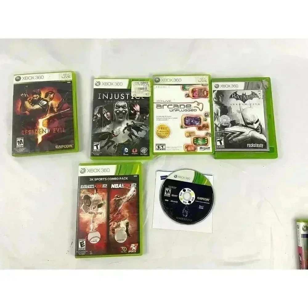 Lot of 6 Xbox 360 Resident Evil‎ Arcade Batman Sports Working Bundle