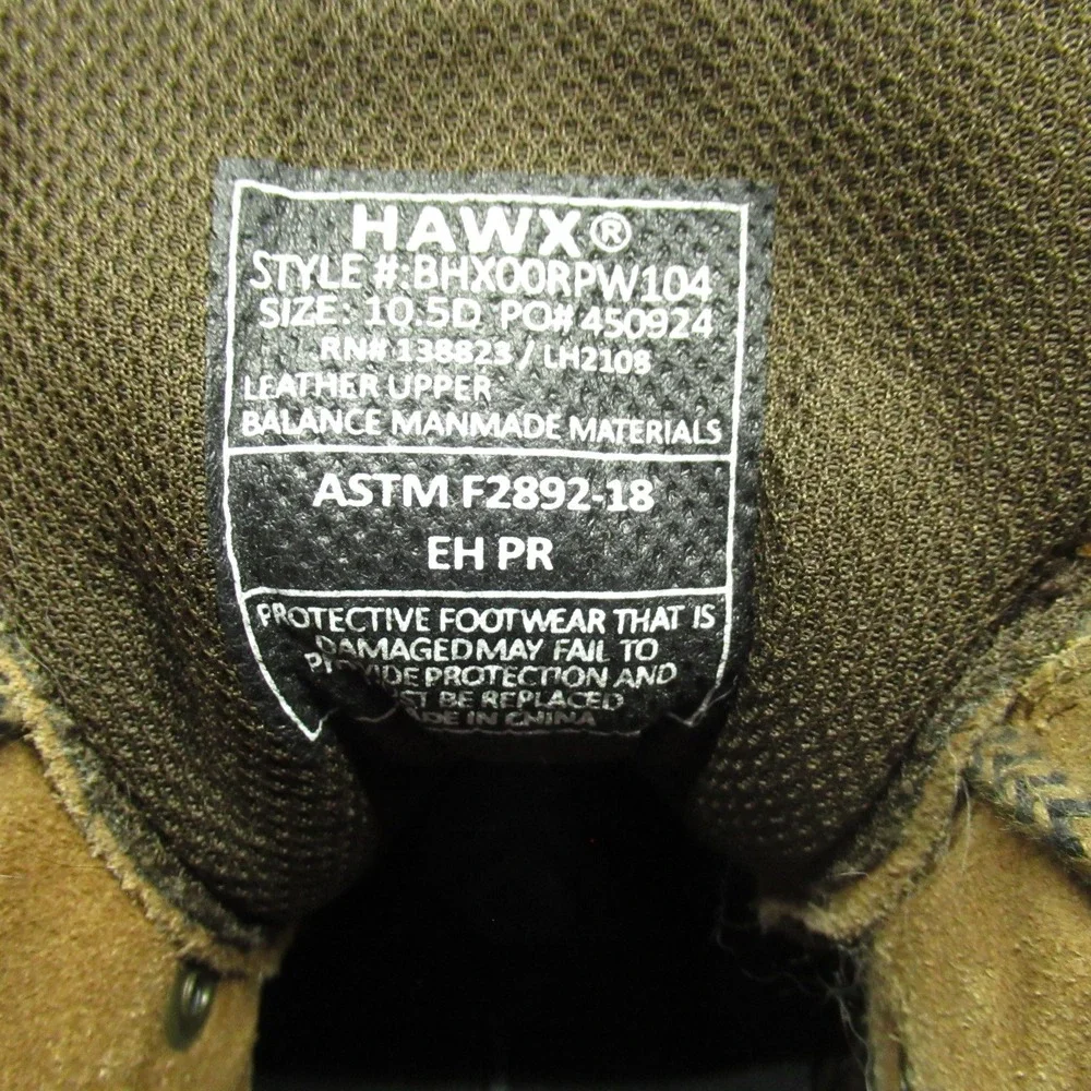 Hawx Mens 10D Work Boots Brown Crew Chief Leather Lace Up Rugged Sturdy Soft Toe