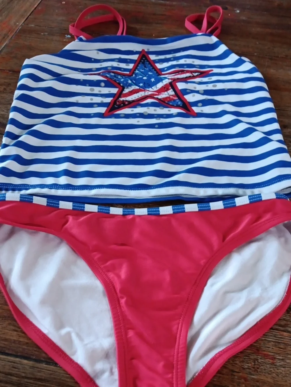 wonder nation Red & Blue Striped Star Tankini Set
