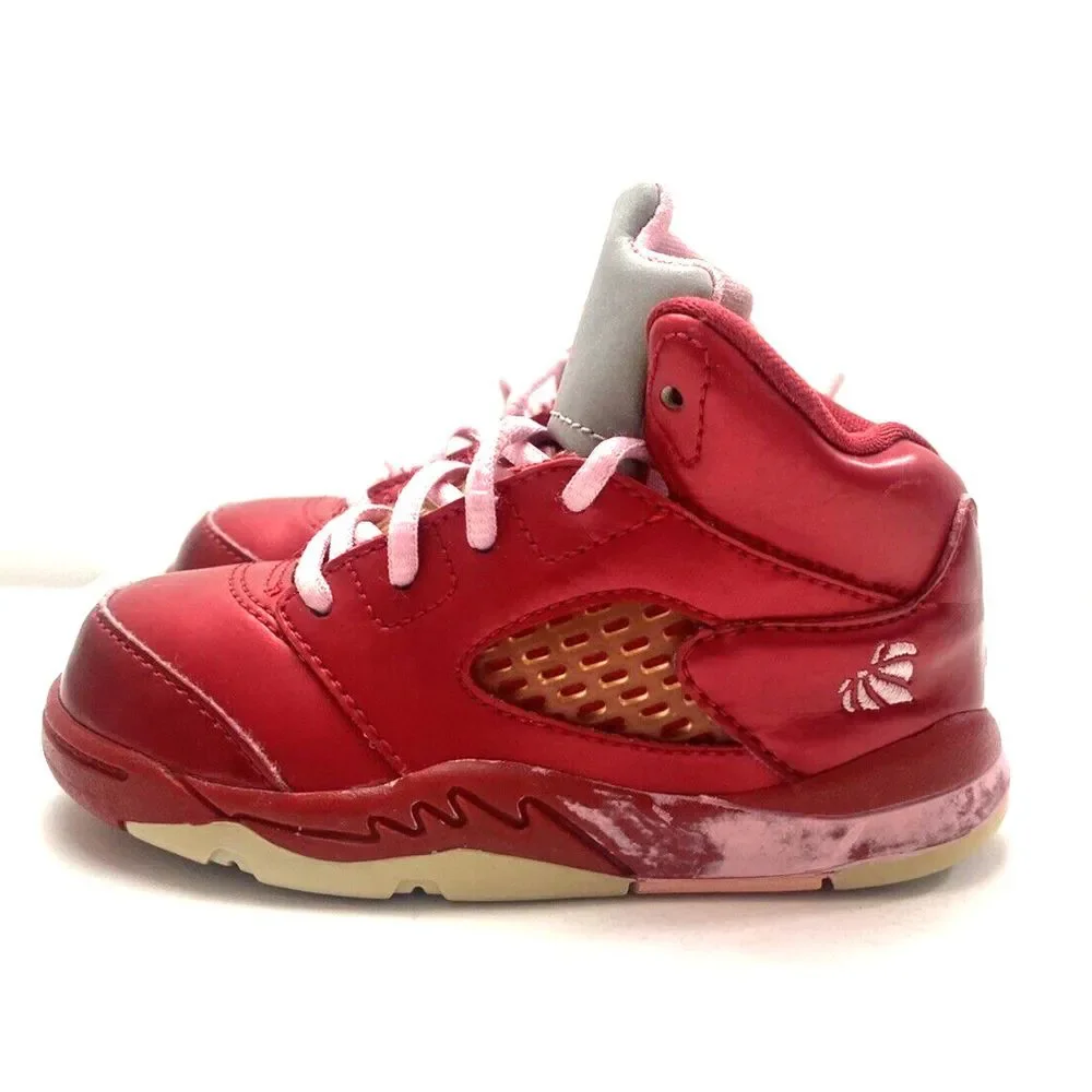 Nike Air Jordan 5 Retro (TD) Valentines Day Sz 6.5C Toddler 440890-605‎ Red Pink