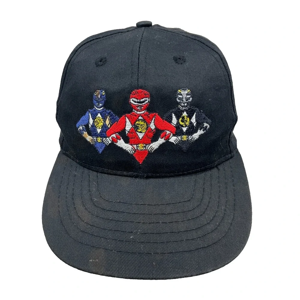 Vintage Mighty Morphin Power Hat Cap SnapBack 90s Youth Kids Boys Distressed