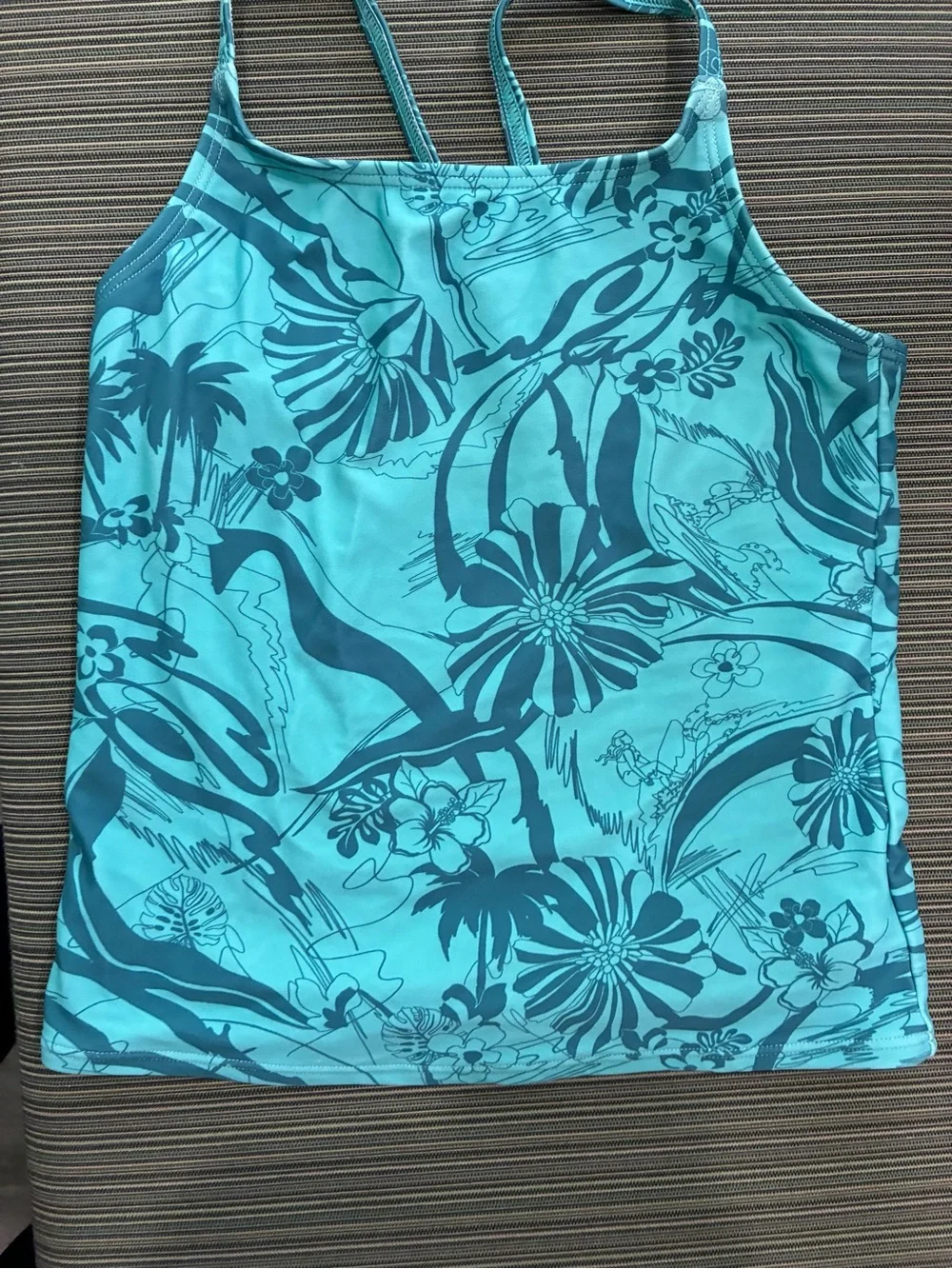 Athleta girl S 7 Turquoise Floral swim surf dream tankini Top beach pool active