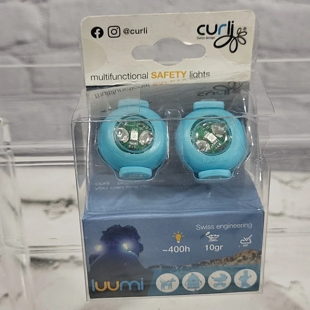 Curli‎ Multi Function Safety Lights For Dog Collars Pack Of 2 Blue New in Box