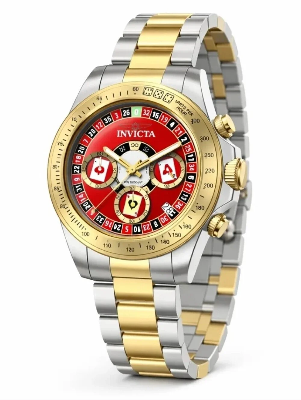 NWT Invicta Speedway Monte Carlo LE  Men's Watch 39.5mm, Gold Steel 50495 Casino