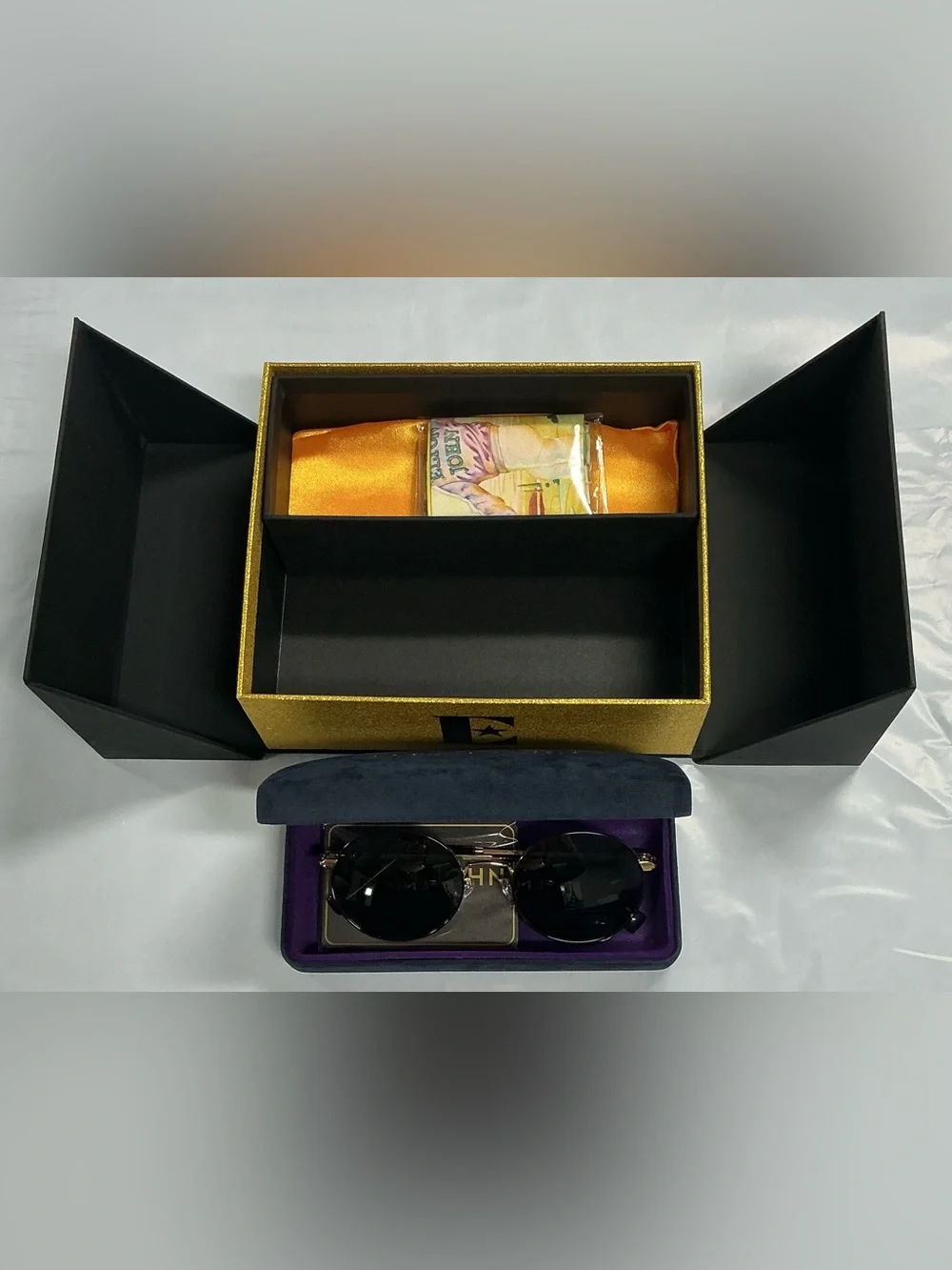 Elton John Round Gold Frame Sunglasses with Black Lenses PR26-9