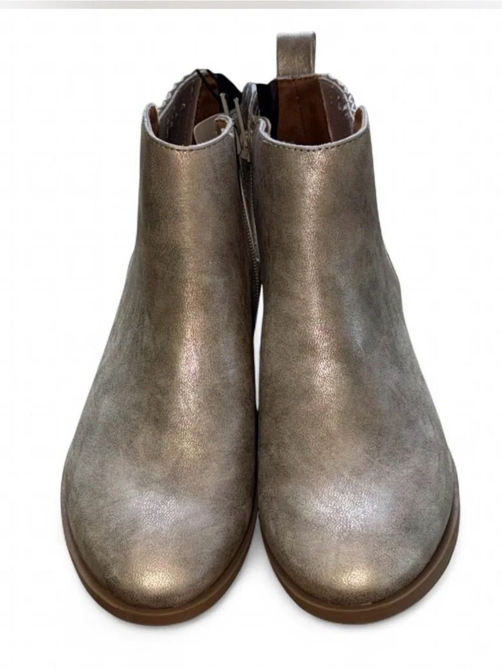 NWT Wonder Nation Girls Metallic Taupe Chelsea Ankle Boots Size 3