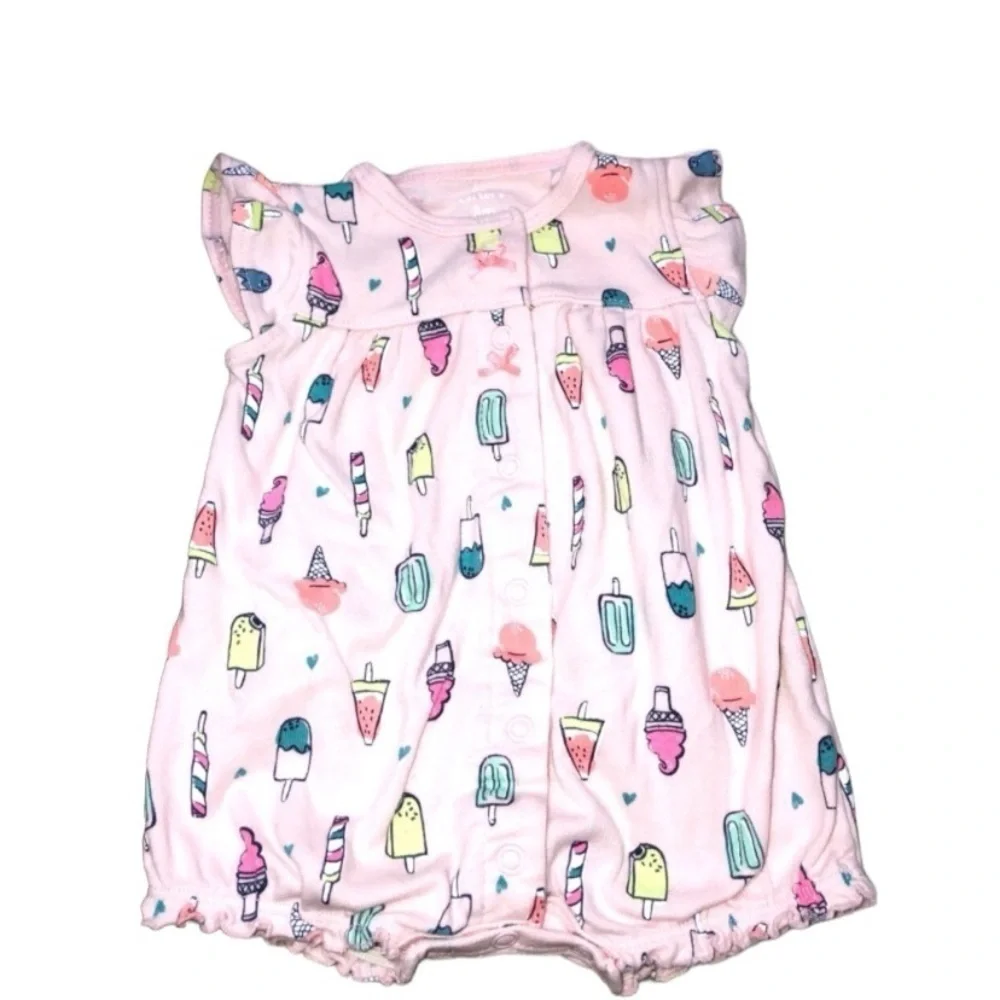 Carter’s 3 Months Little Girls Adorable Summer Pink Popsicle & Ice cream romper
