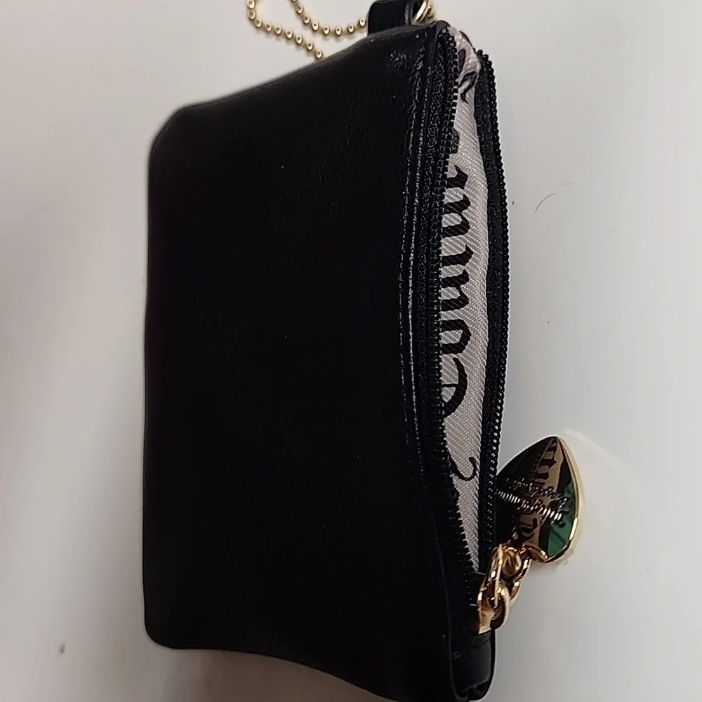 Juicy Couture black w/gold heart charm & Keychain wallet, change, card holder.