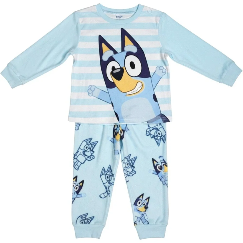 Bluey Toddler Boys 2PC Fleece Pajama Set Blue Striped Size  4T New with Tags
