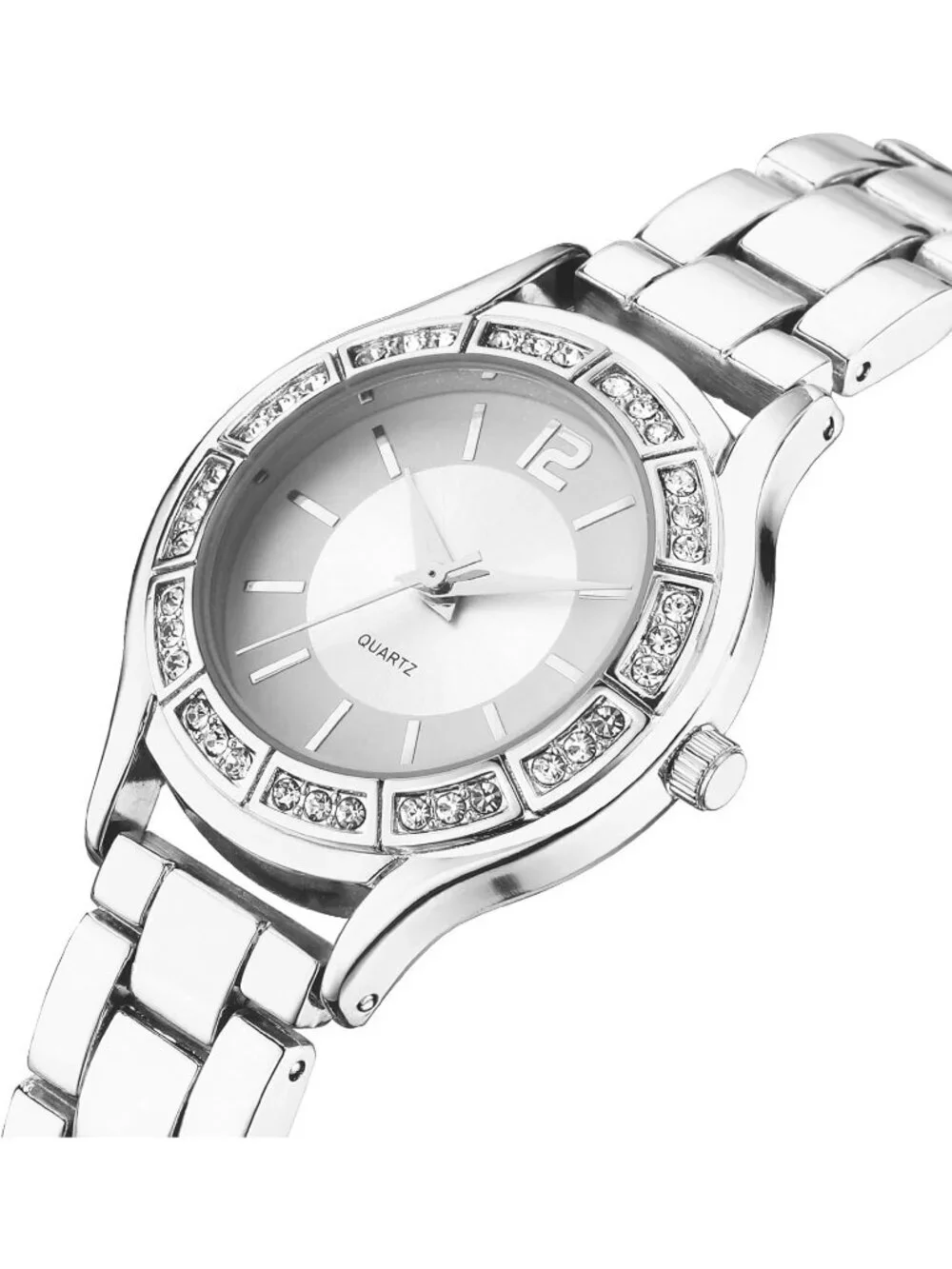 Women's Silver Analog Relogio Feminino Waterproof Bracelet Round Wrist Watch
