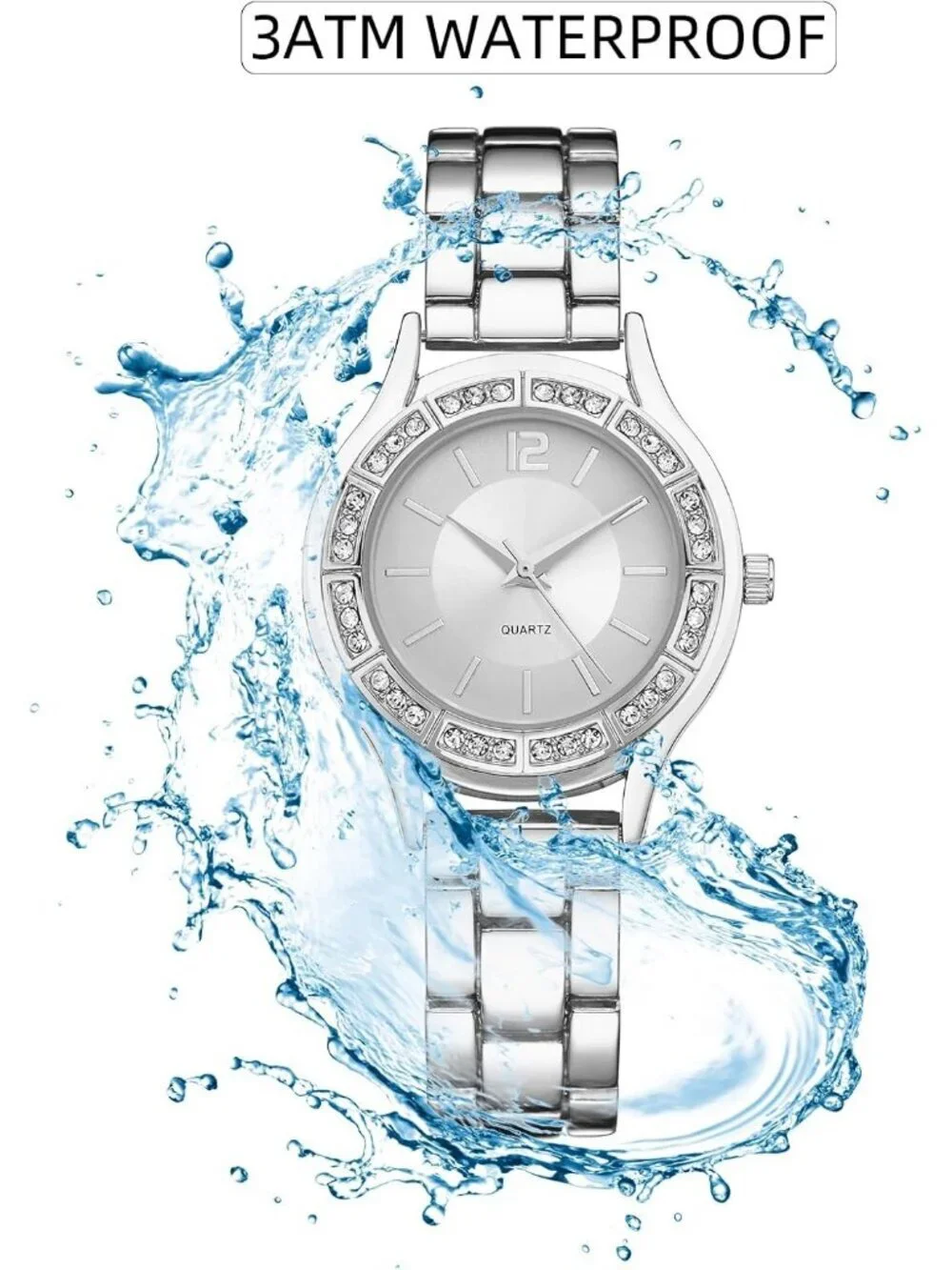 Women's Silver Analog Relogio Feminino Waterproof Bracelet Round Wrist Watch