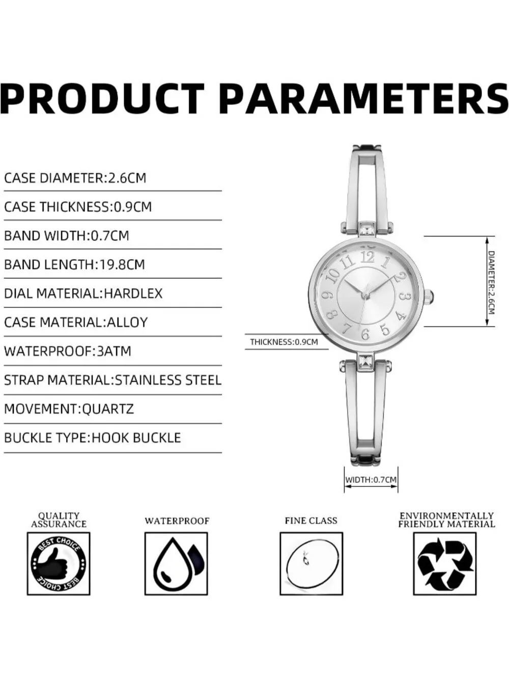 Women's Silver Analog Relogio Feminino Waterproof Classic Bracelet Wrist Watch