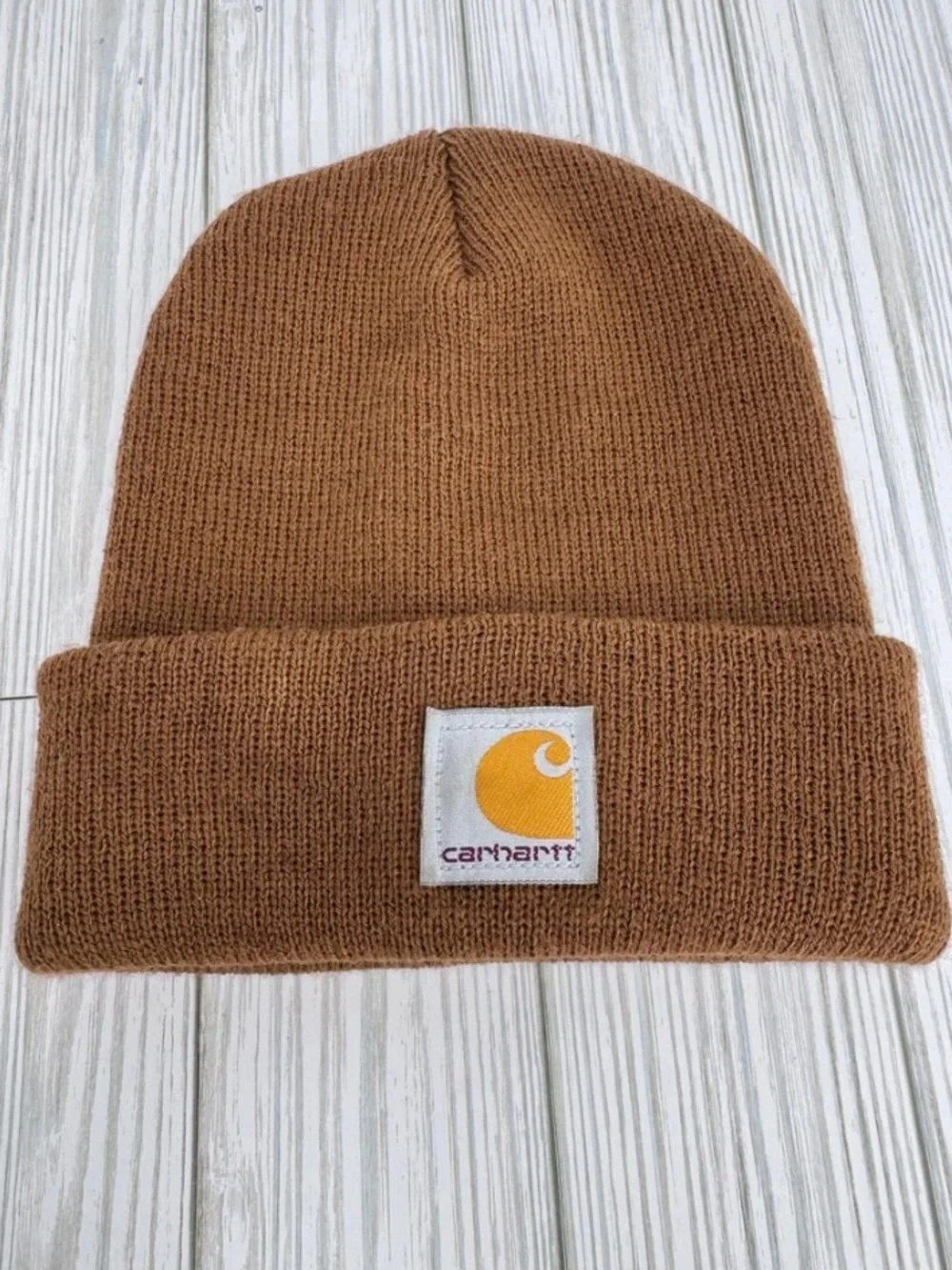 Carhartt beanie hat infant toddler cuffed rib knit brown 12-24 months