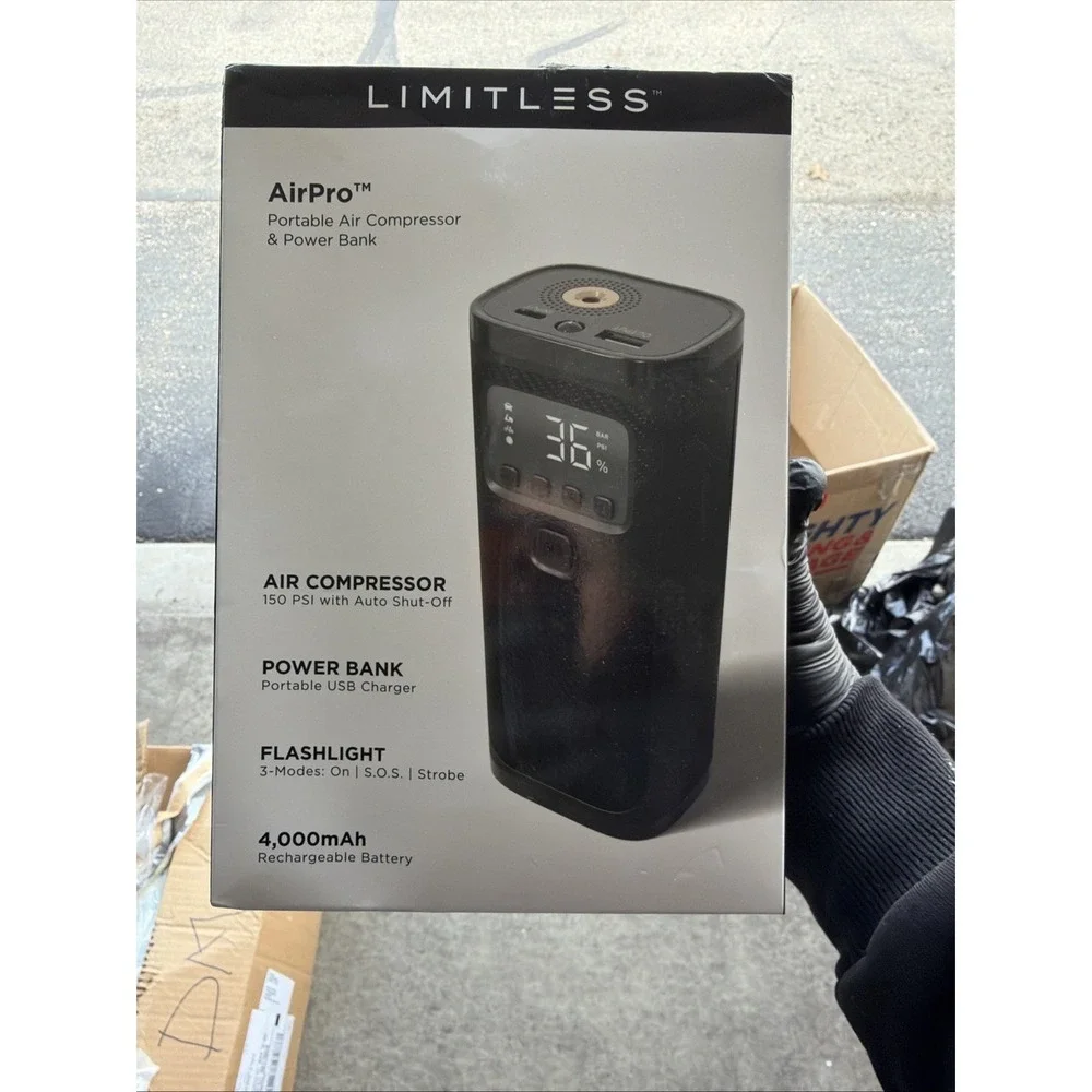 Limitless AirPro 4000mAh Portable‎ Air Compressor Power Bank Flashlight Recharge
