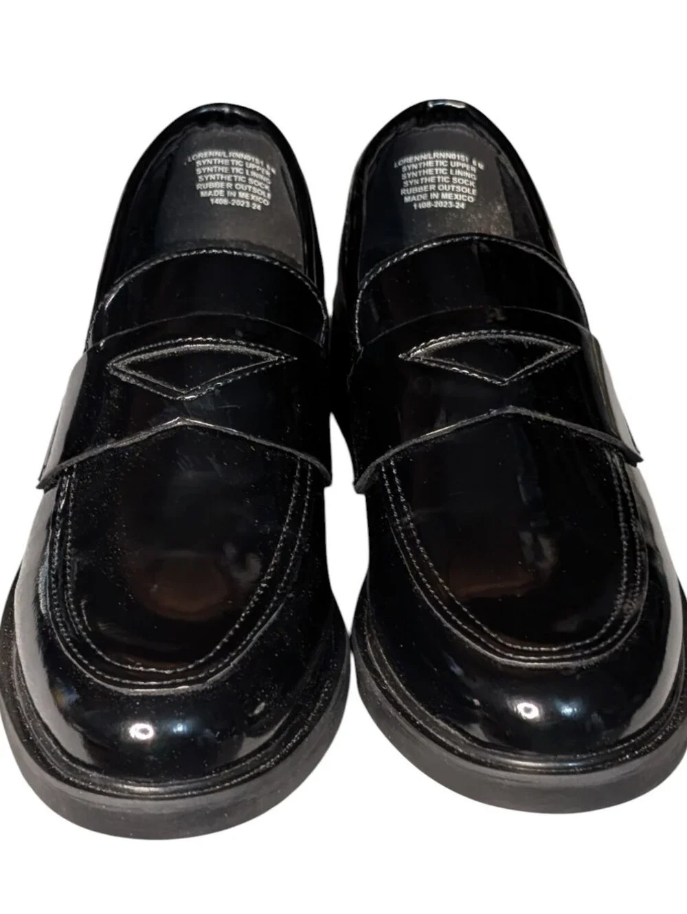 Steve Madden Leedan black patent penny loafer classic sleek high shine size 6