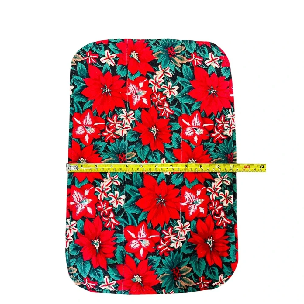 Poinsettia‎ Christmas Placemats Vintage Set of 4 Holiday Table Linens Floral 90s