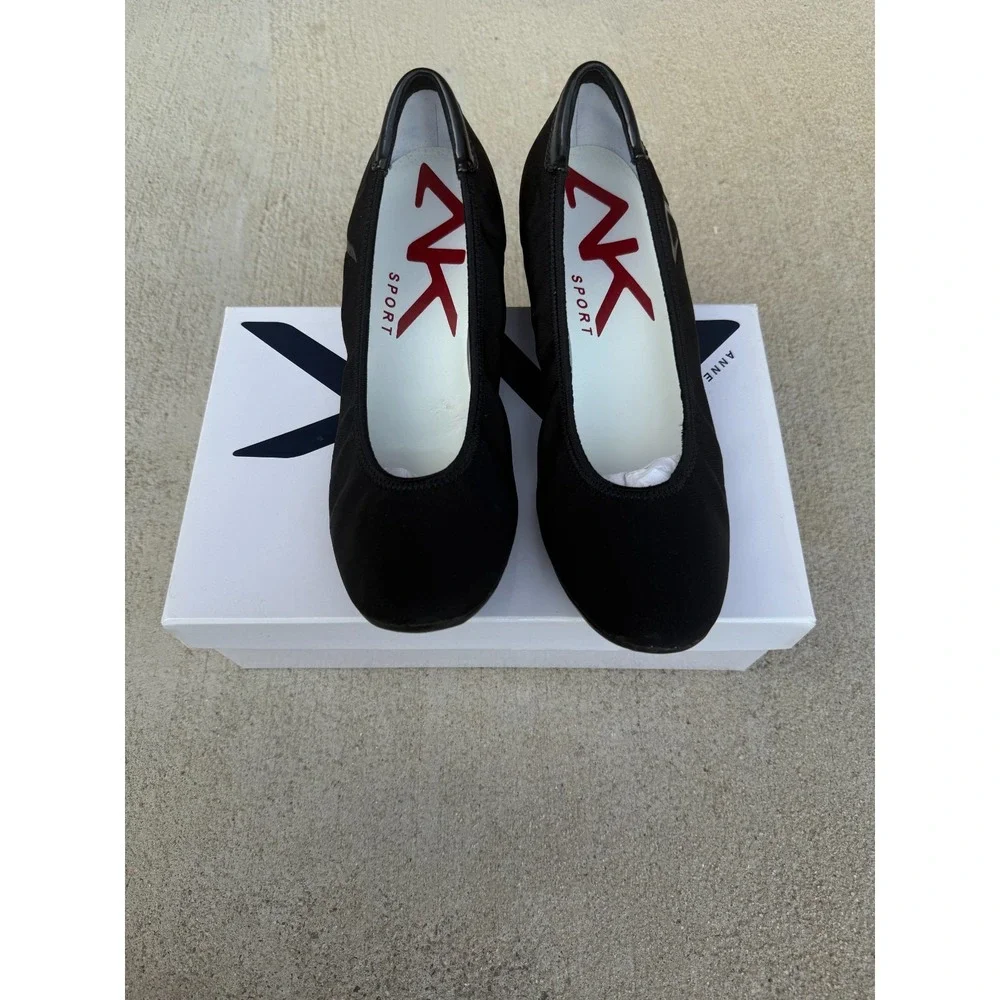 Anne Klein Sport 8.5 Black Mid Wedge Slip On Wedge‎ Shoe