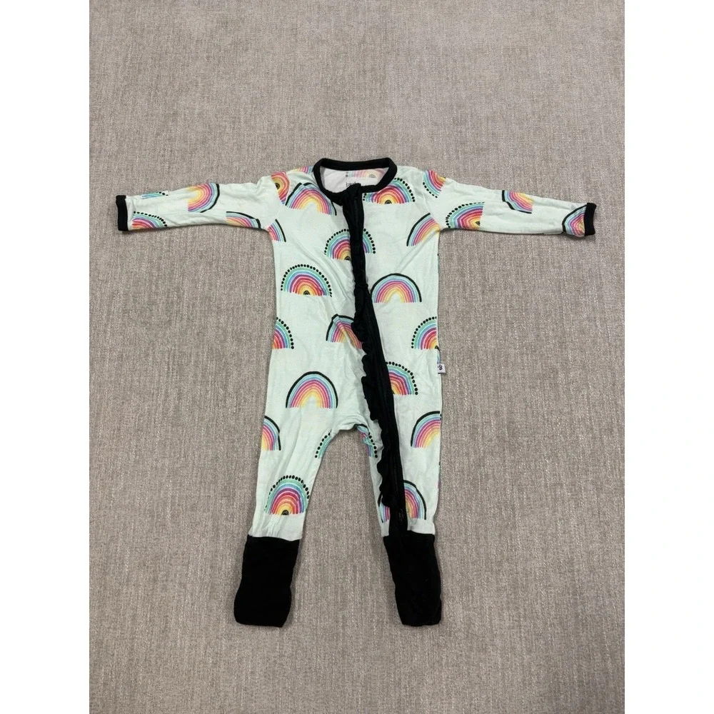 Birdie Bean Mila Ruffle Rainbow Pajama Bamboo Zippy Size 0-3 Months