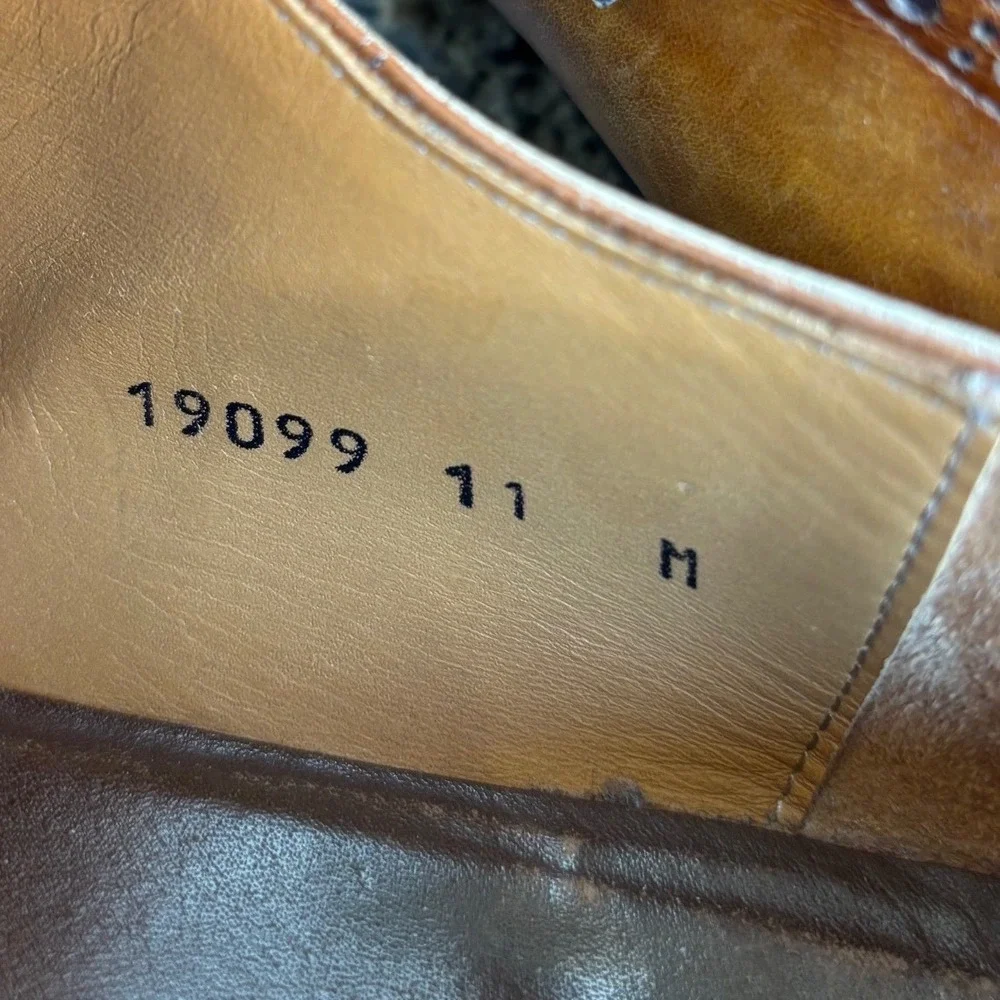 Magnanni 19099 Mens Cognac Hand Painted Leather Cap Toe Brogue Oxfords Size 11 M