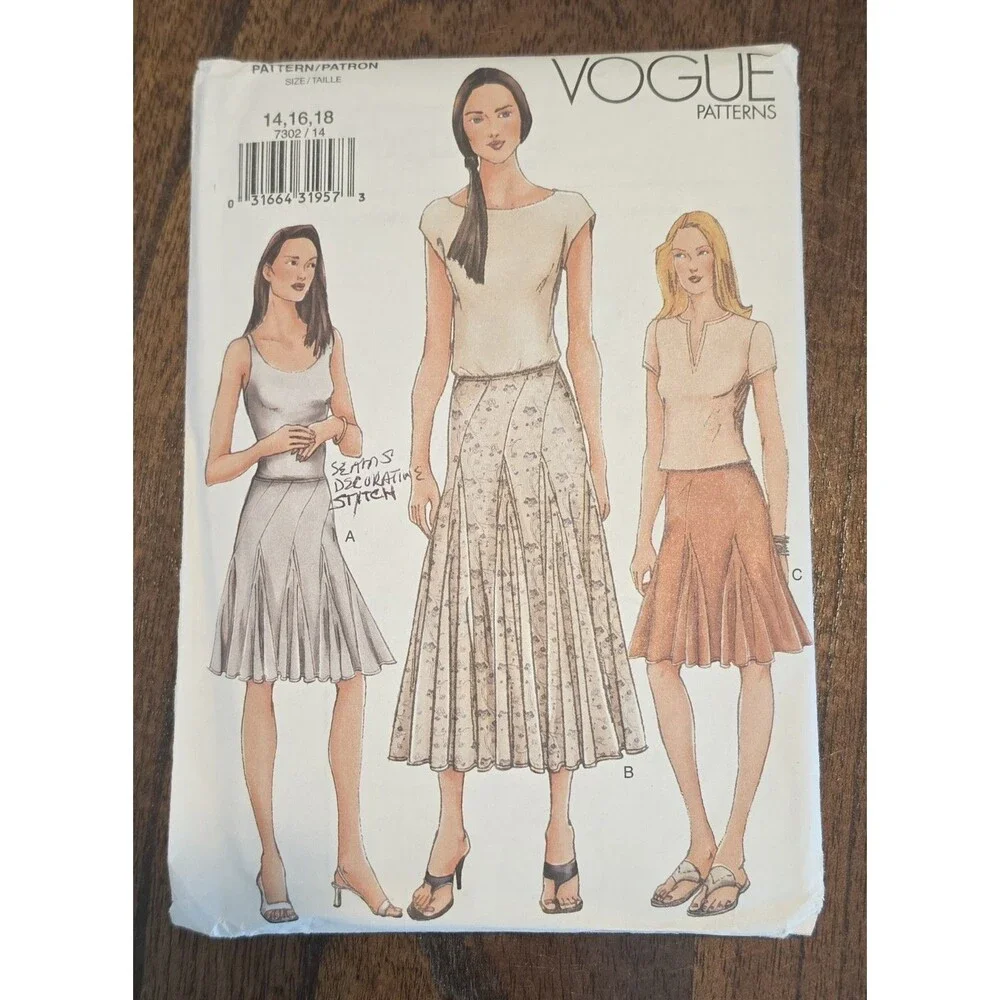 Vintage Vogue 7302 Misses Flared Skirt Sewing Pattern Sizes 14 16 18 Uncut