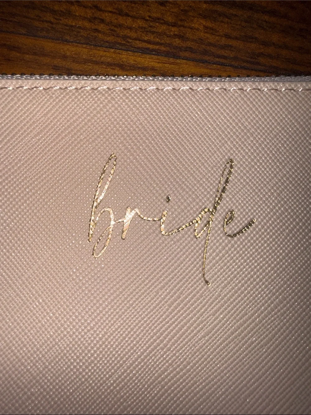 Shiraleah Blush Saffiano Zip Pouch with Gold Logo