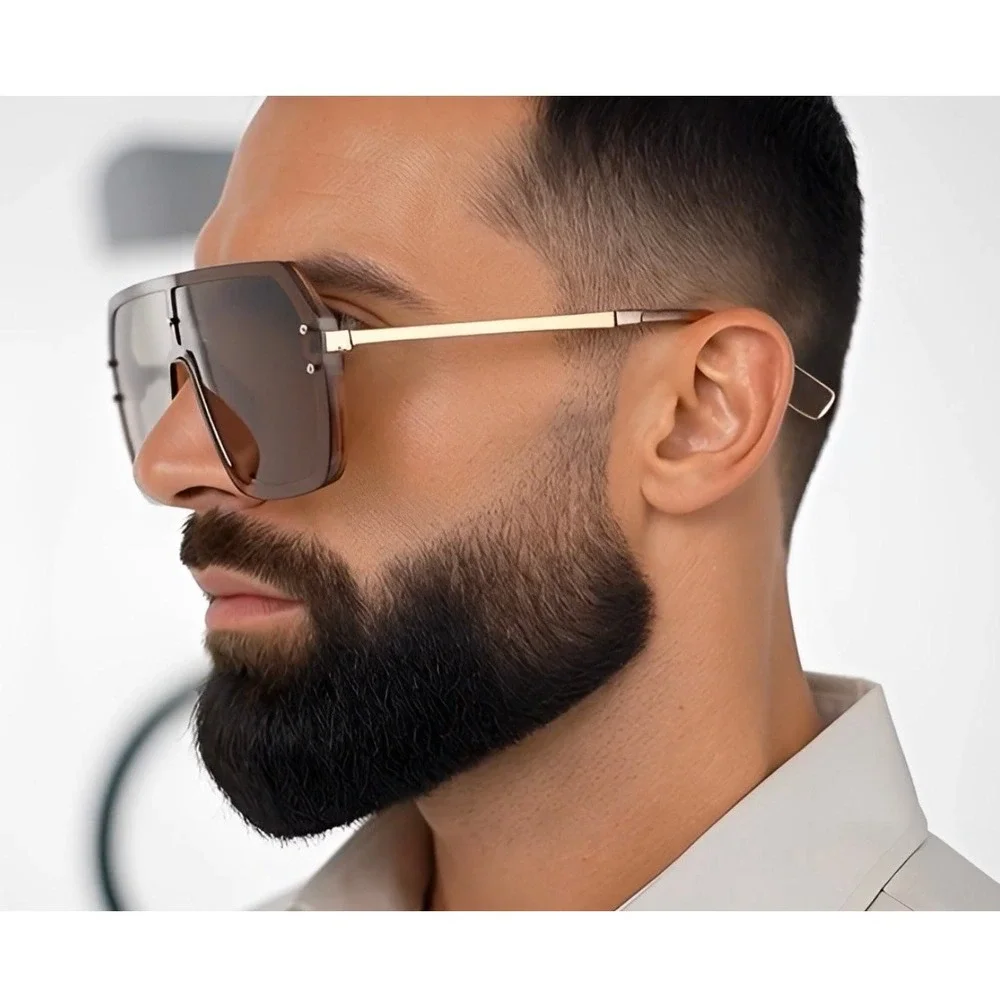 Oversized Shield Sunglasses Fashion Rimless Visor Sunglasses Men‎ Beach Shades