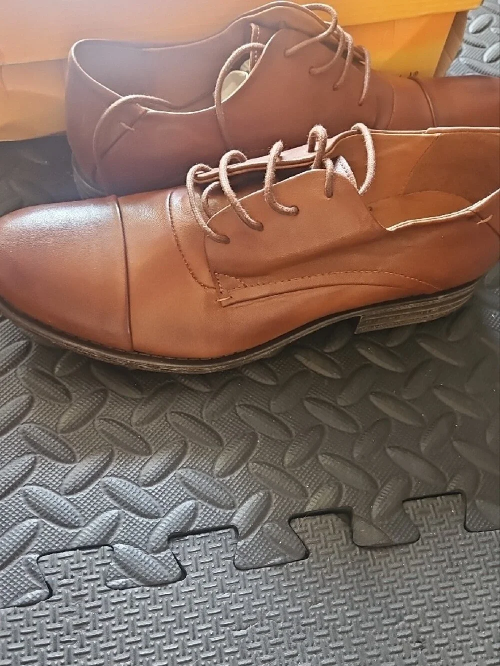 Miz Mooz Tan Leather Lace-Up Oxfords