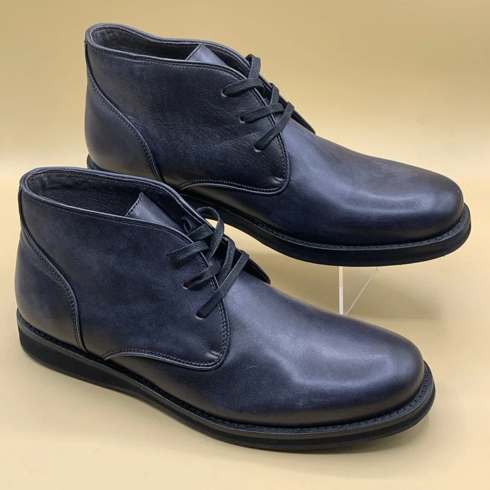 John Varvatos USA Chukka Boots Men's Distressed Black Leather - Size 10.5