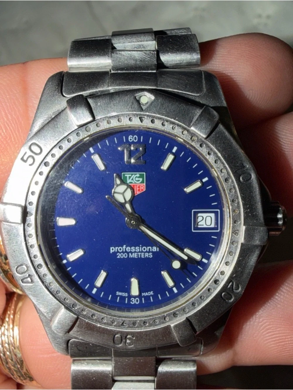 Tag Heuer Men's Stainless Steel Watch with Blue Dial and Silver Bracelet