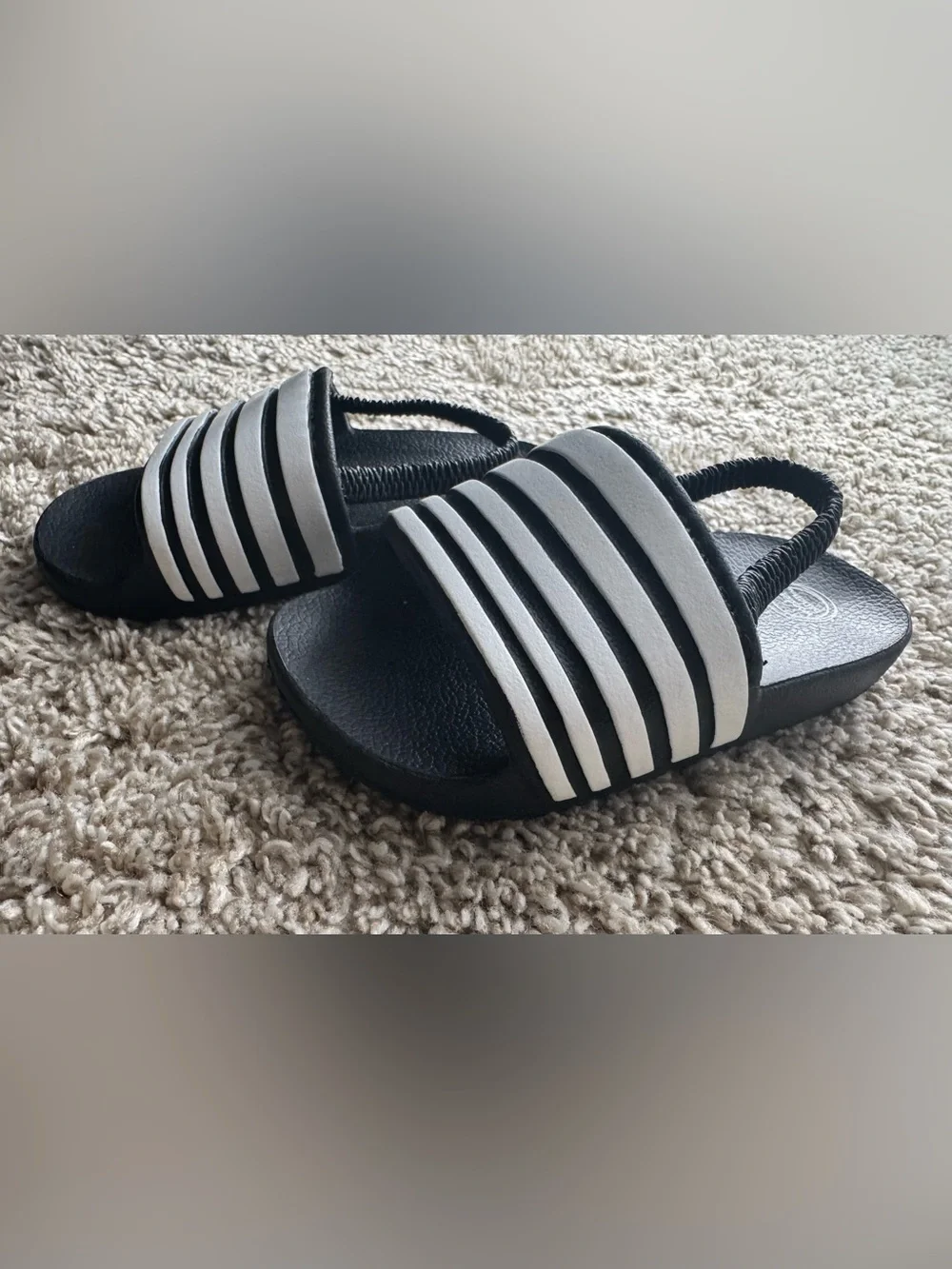 Wonder Nation Toddler Slide Sandals Black White Striped Size 5