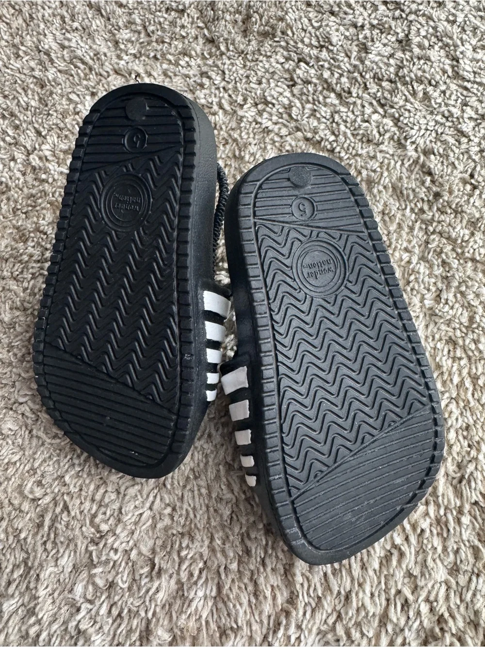 Wonder Nation Toddler Slide Sandals Black White Striped Size 5