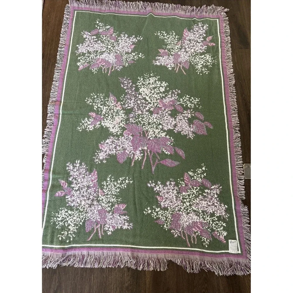 Vintage Beacon Hygrenda Blanket Cottagecore Floral Fringe Woven Throw Shabbychic