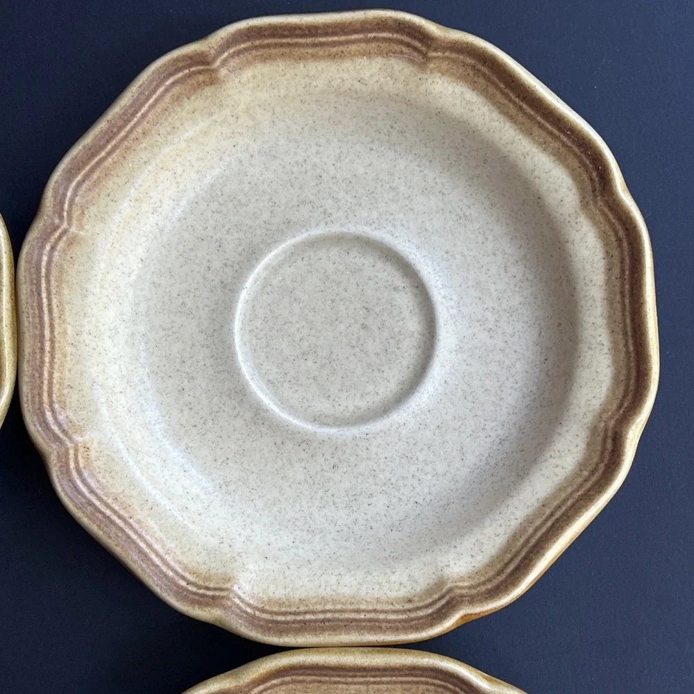 VTG Mikasa Whole Wheat E8000 Saucers Set of 4 Japan Stoneware EUC Unused