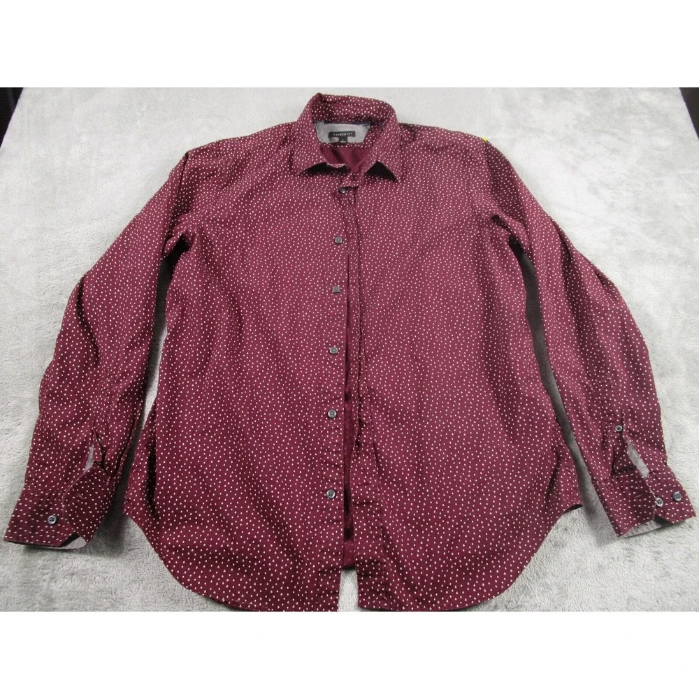 Banana Republic Shirt Mens Large Red Geometric‎ Button Down Long Sleeve Preppy