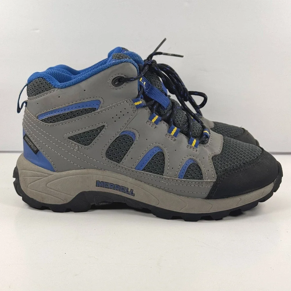 Merrell MK264767 Grey Blue Waterproof Hiking Boots Youth Size 2M MK264767