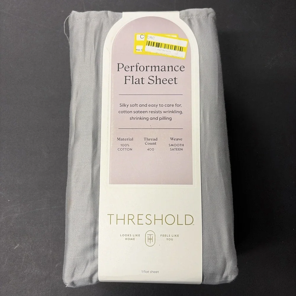 Queen 400 Thread Count Performance Flat Sheet Gray - Threshold: Cotton 20537