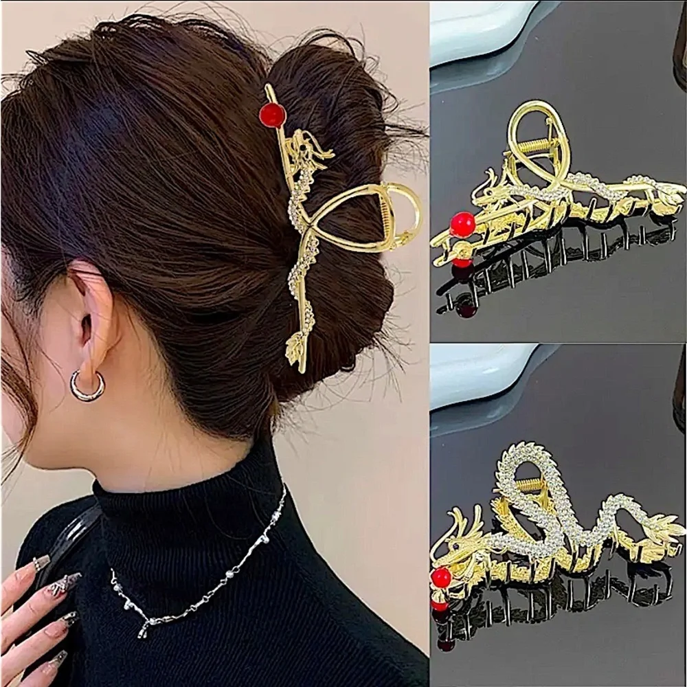 Gold Rhinestone Dragon Hair Claw Hair Accessory