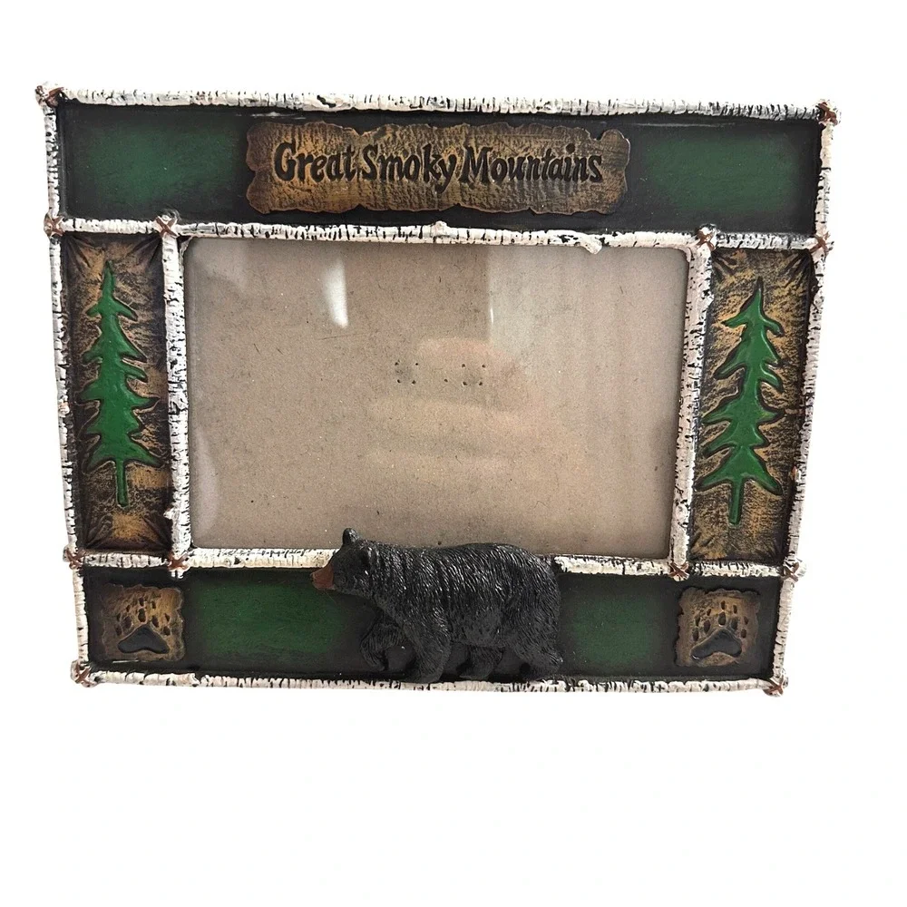 Great Smoky Mountains Picture Frame 3D Black Bear Rustic Cabin Decor