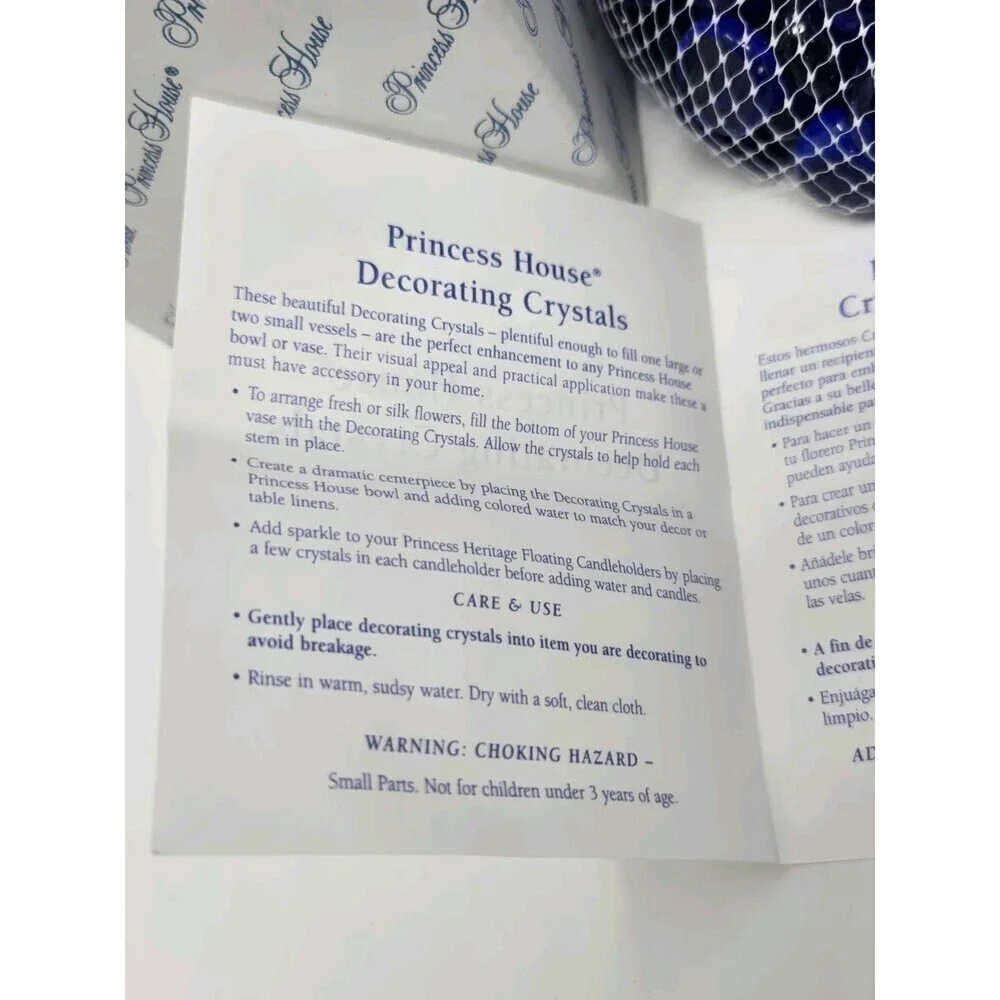 VINTAGE NOS PRINCESS HOUSE DECORATING CRYSTALS ROYAL BLUE 3 LBS VASE FILLER 099B